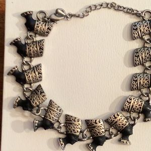 QUEEN NEFERTITI Egyptian Obsidian Bracelet 1980s